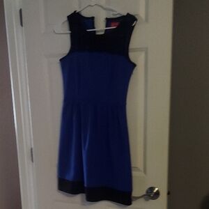 Elle Royal Blue and Black Sleeveless Midi Dress